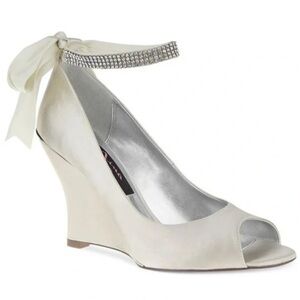 Nina NY | Emma Wedge heels with Rhinestone Strap